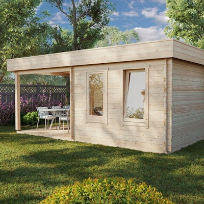 Contemporary Garden Log Cabin with Veranda Lucas E 9m² / 44mm / 6 x 3 m