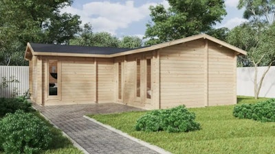 Corner Log Cabin with Two Bedrooms Devon-2 / 40m² / 70mm