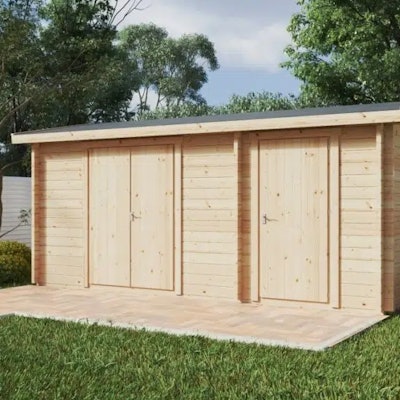 Double garden storage shed type B 15m2 / 44mm / 5 x 3 m