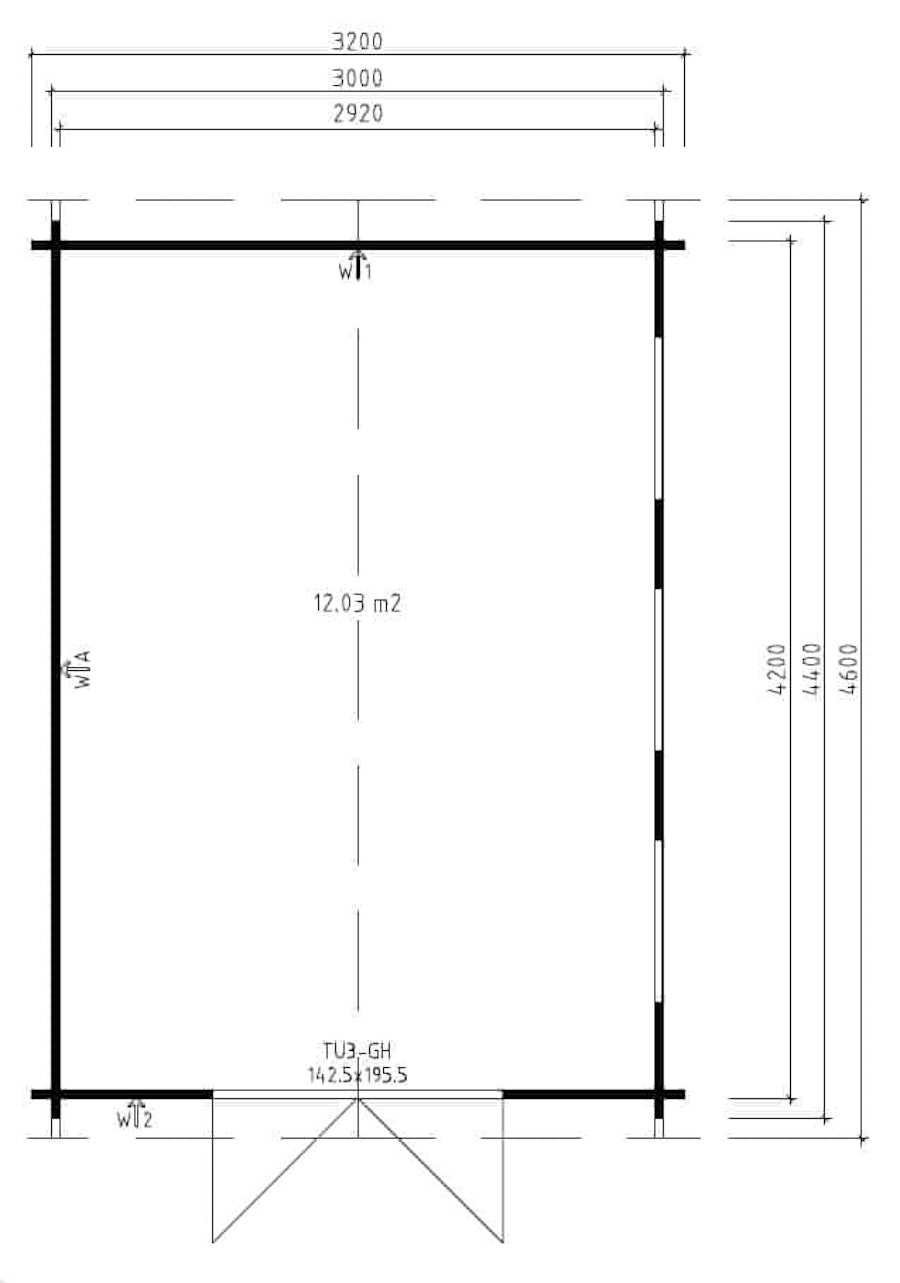 Garden Log Cabin Eva X 12m² / 44mm / 3,2 x 4,4 m