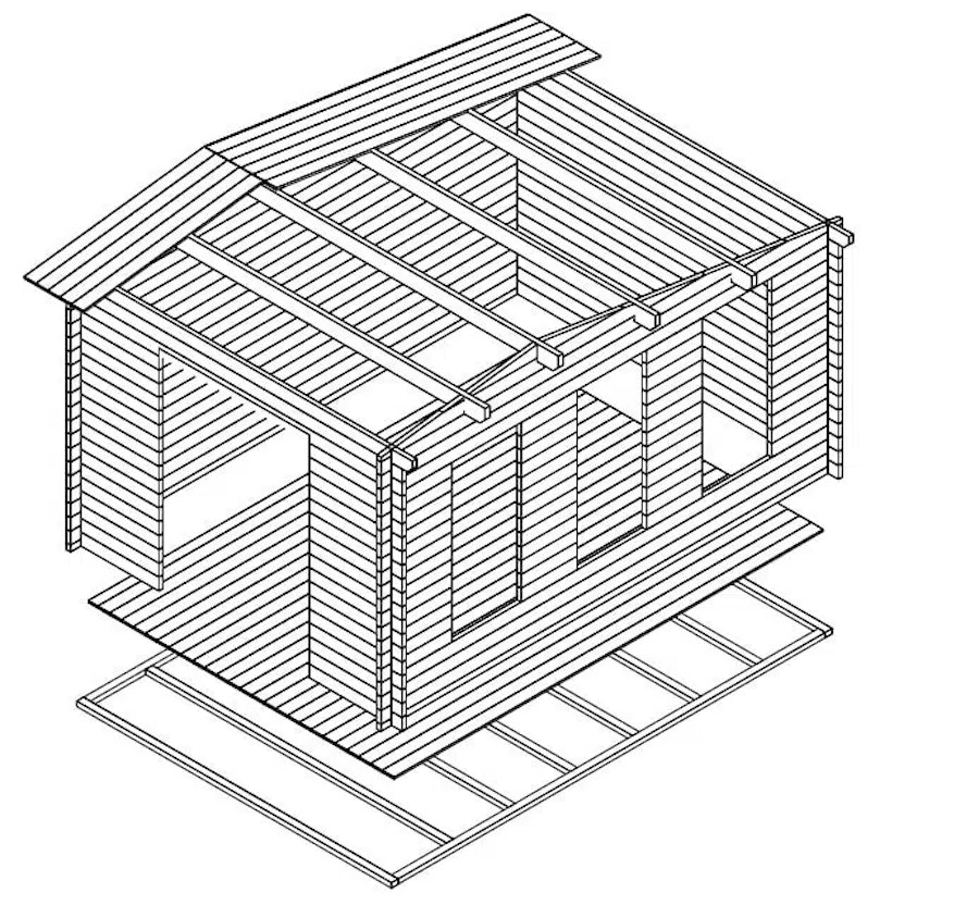 Garden Log Cabin Eva X 12m² / 44mm / 3,2 x 4,4 m