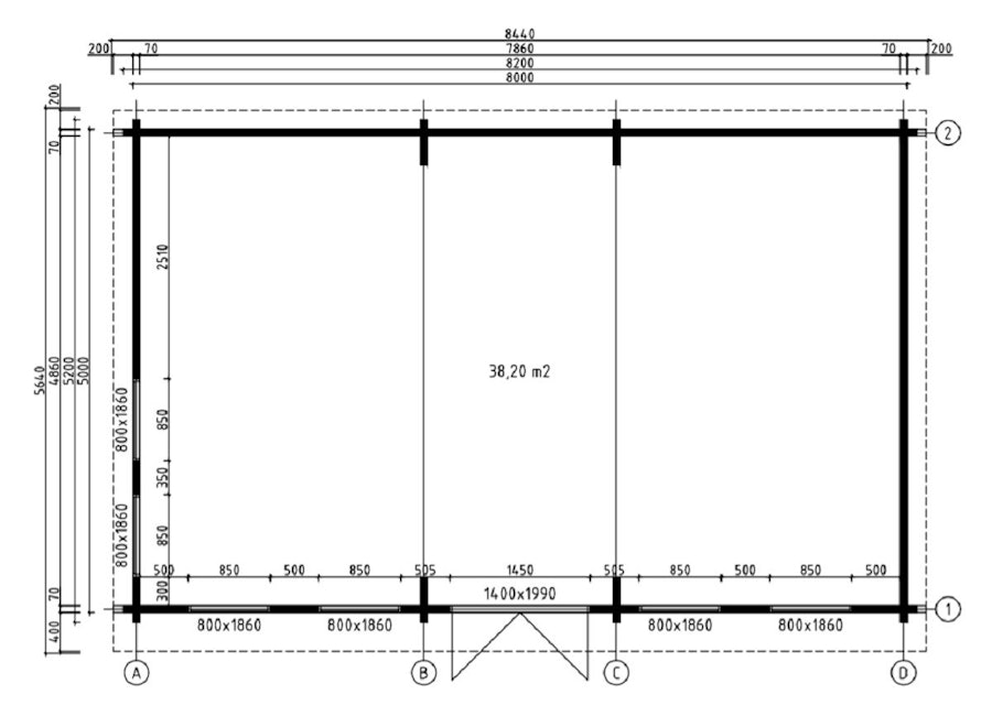 Large Garden Room D 38m² / 70mm / 5 x 8 m