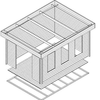 Garden Log Cabin Jacob B 12m² / 44mm / 4.4 x 3.2 m