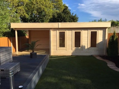 Contemporary Garden Summer House with Veranda Jacob E 12m² / 44mm / 7 x 3 m