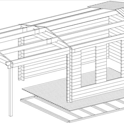 Garden Summer House with Canopy Eva E 12m² / 44mm / 3 x 4 m