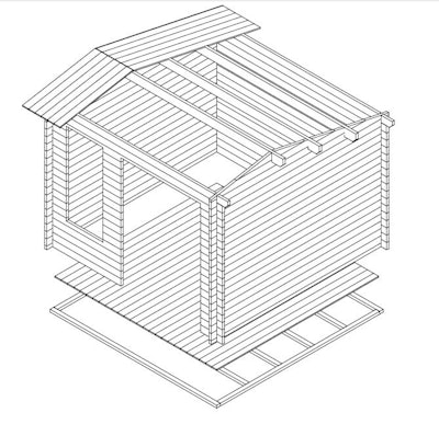 Modern Garden Log Cabin Nora D 8.5m² / 44mm / 3.2 x 3.2 m
