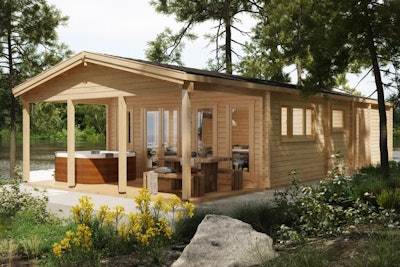 Large Log Cabin Holiday A “The Lake House” 58m² / 92mm / 13 x 6 m