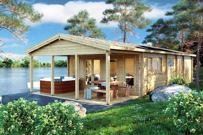 Large Log Cabin Holiday A “The Lake House” 58m² / 92mm / 13 x 6 m