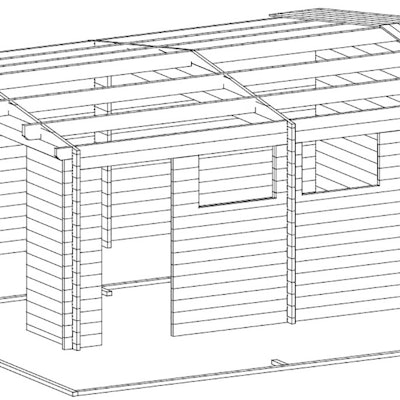 Large Log Garage B with Up and Over Door / 70mm / 4.5 x 5.5 m