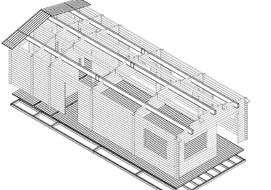 Log Cabin Classroom 60m² / 70mm / 5 x 12 m