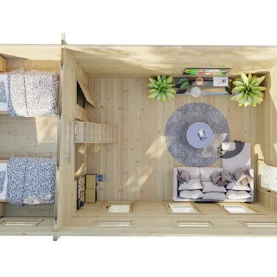 Log Cabin with Sleeping Loft Sweden Q / 35m2 / 7 x 4 m / 70mm