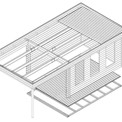 Modern Garden Summer House with Canopy Jacob E 12m² / 44mm / 4 x 3 m