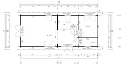 Wooden Lodge with Two Bedrooms Murcia 47m² / 11 x 4.5 m / 70mm