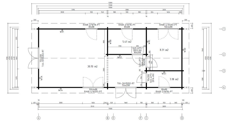 Wooden Lodge with Two Bedrooms Murcia 47m² / 11 x 4.5 m / 70mm