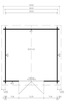 10×10 Shed Nora A 8.5m² / 44mm / 3.2 x 3.2 m