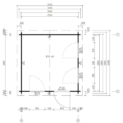 Garden Summer House Nora C 8.5m² / 44mm / 3.2 x 3.2 m