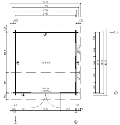 Summer house Nora X 8.5m² / 3.2 x 3.2 m / 44mm