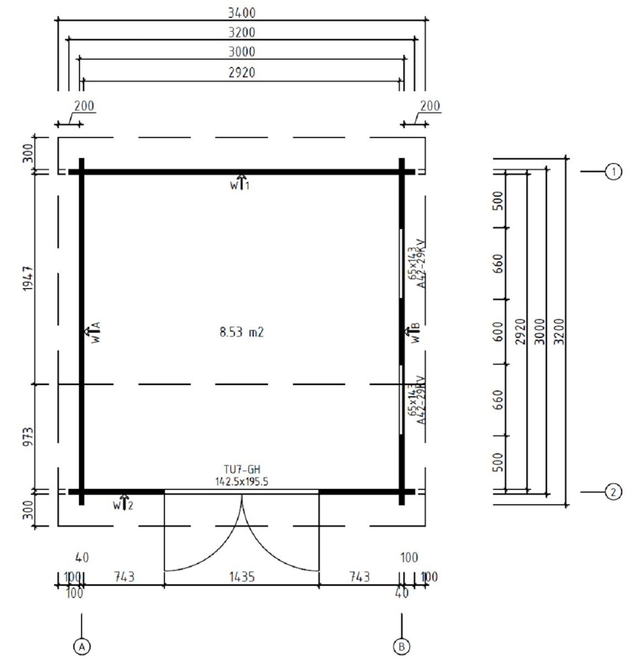 Summer house Nora X 8.5m² / 3.2 x 3.2 m / 44mm