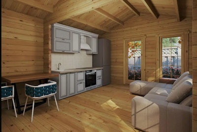 One Bedroom Log Cabin Sweden G / 4 x 8 m / 70 mm
