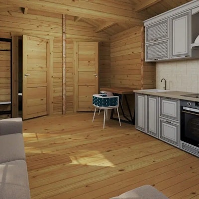 One Bedroom Log Cabin Sweden G / 4 x 8 m / 70 mm