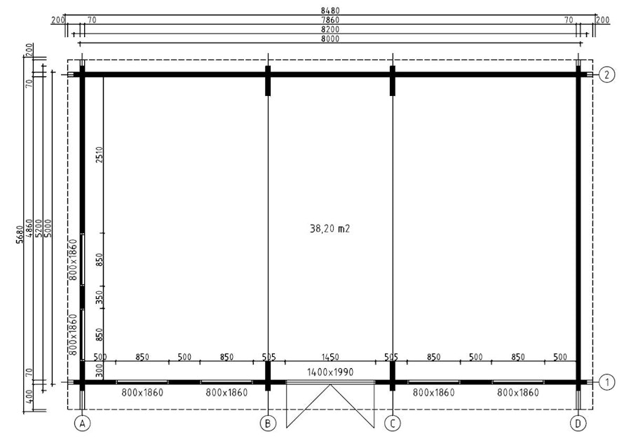 Garden Snooker Room B 38m² / 70mm / 8 x 5 m