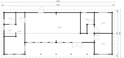 Three Bedroom Log Cabin Holiday L 92mm / 96m² / 7 x 18 m