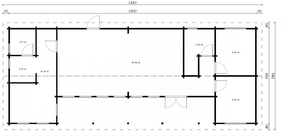 Three Bedroom Log Cabin Holiday L 92mm / 96m² / 7 x 18 m