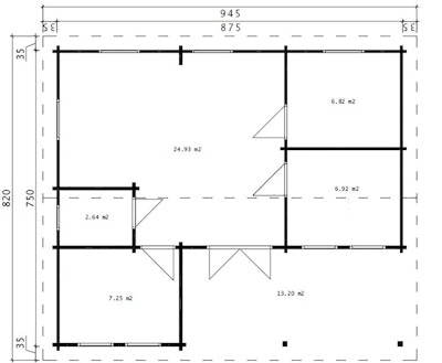 3 Bedroom Garden Annexe “Holiday D” 50m² / 7 x 9 m / 70mm