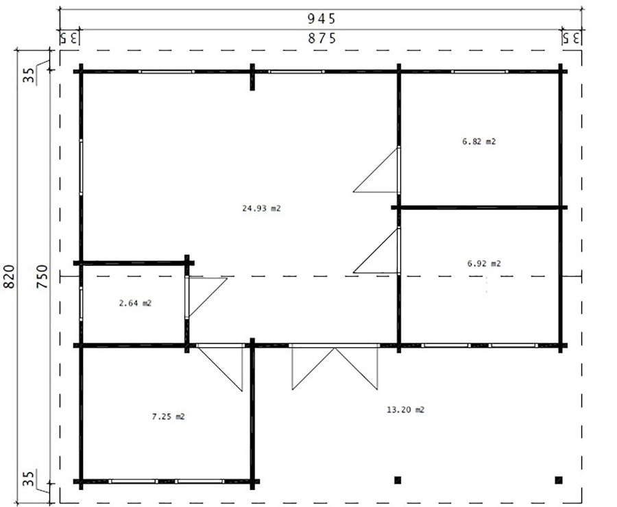 3 Bedroom Garden Annexe “Holiday D” 50m² / 7 x 9 m / 70mm