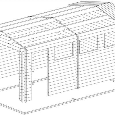 Wooden Garage A with Double Doors / 44mm / 3 x 5.5 m