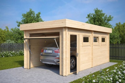 Wooden Garage C with Up and Over Door / 70mm / 4 x 5.5m