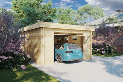 Wooden Garage D with up and over garage door / 70mm / 4.5 x 5.5 m