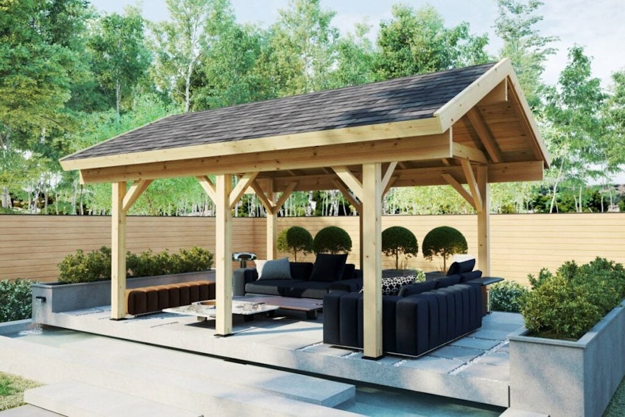 Large Wooden Garden Gazebo Henley 3.7 x 5 m