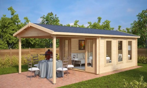 Garden Summer House with Canopy Eva E 12m² / 44mm / 3 x 4 m
