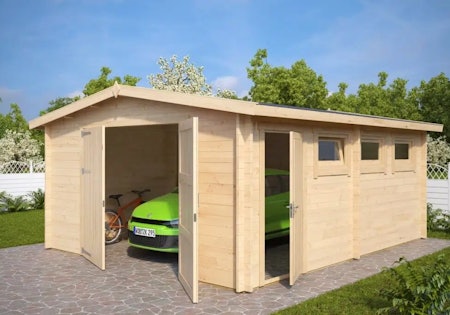 Large Timber Garage D with Double Doors / 44mm / 4.5 x 5.5 m
