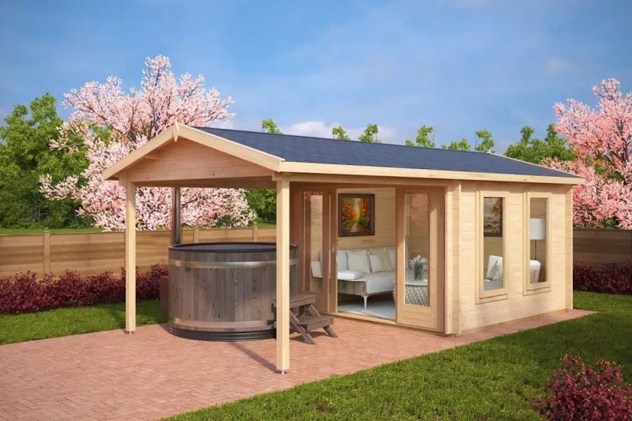 Summer House with Canopy Nora E 9m² / 44mm / 3 x 3 m