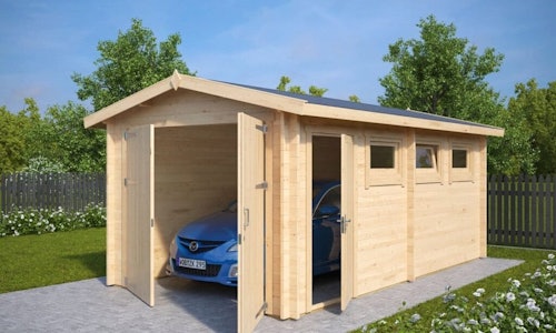 Wooden Garage A with Double Doors / 44mm / 3 x 5.5 m