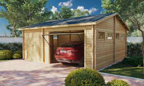 Wooden Garage with Storage Room / Model Q / 70mm / 6 x 6.5m