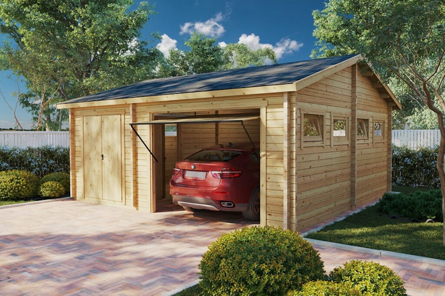 Wooden Garage with Storage Room / Model Q / 70mm / 6 x 6.5m